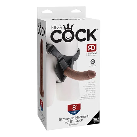 cock ring custom order-Pipedream King Cock Strap-On Harness With 8 in. Cock Brown