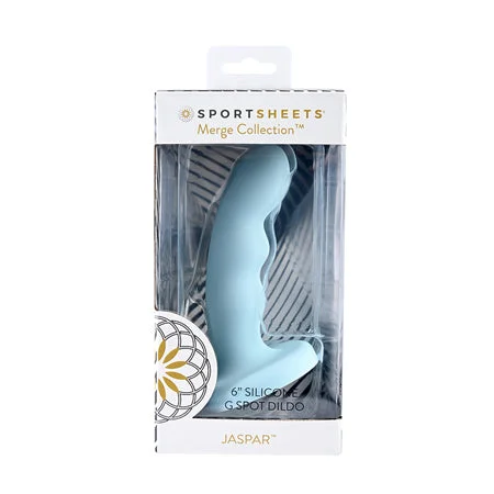 penis-function-solutions-penis-extension-devices-Sportsheets Merge Collection Jaspar 6 in. Silicone G-Spot Dildo with Suction Cup Aqua