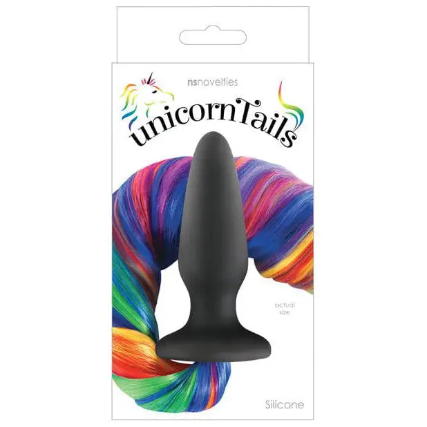 cock ring combo-NS Rainbow Silicone Unicorn Tails Butt Plug