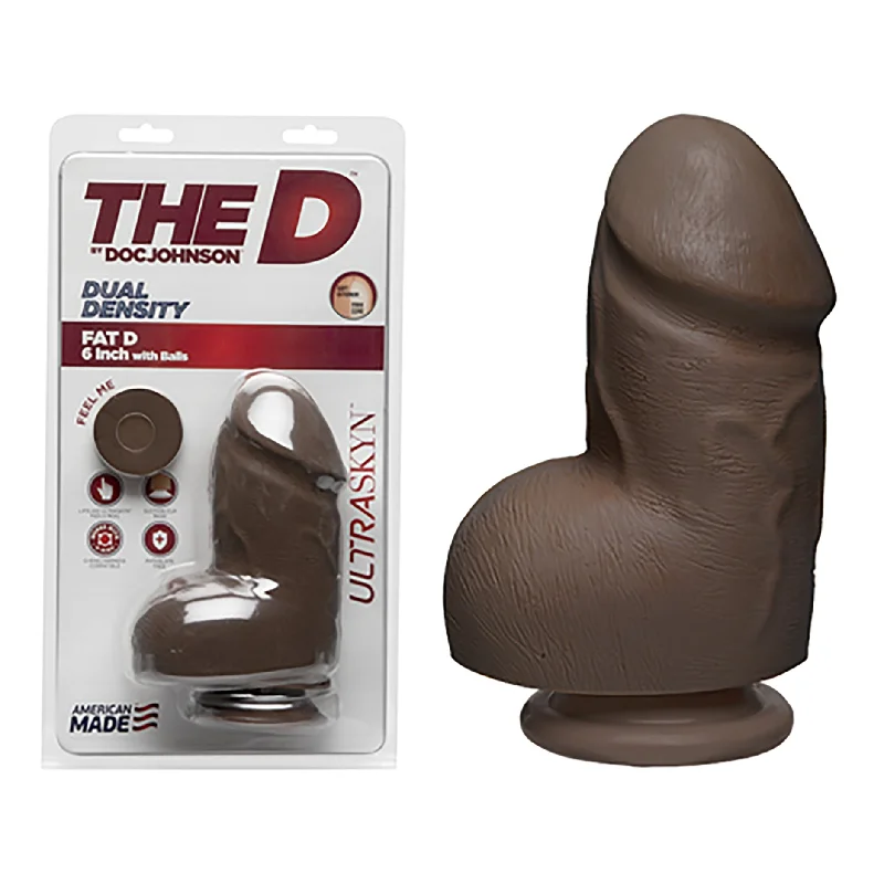 heavy-duty dildo-The D Fat D 6 inches With Balls Ultraskyn Brown Dildo