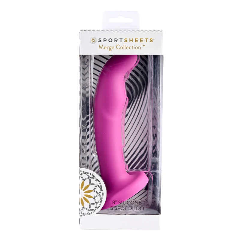 thick silicone dildo-Sportsheets Merge Collection Tana 8 in. Silicone G-Spot Dildo with Suction Cup Pink