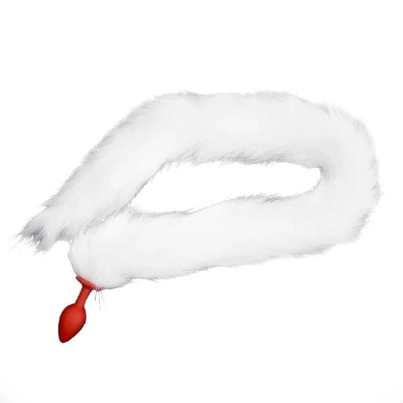 cock ring add on-33" White Cat Tail Silicone Plug