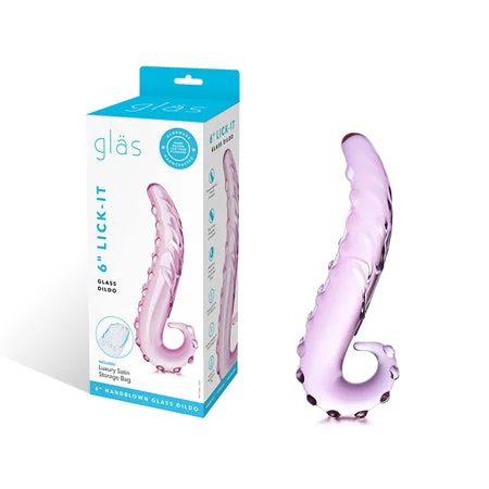 penis-natural-tools-penis-surgery-costs-Glas 6 in. Lick-It Glass Dildo Pink