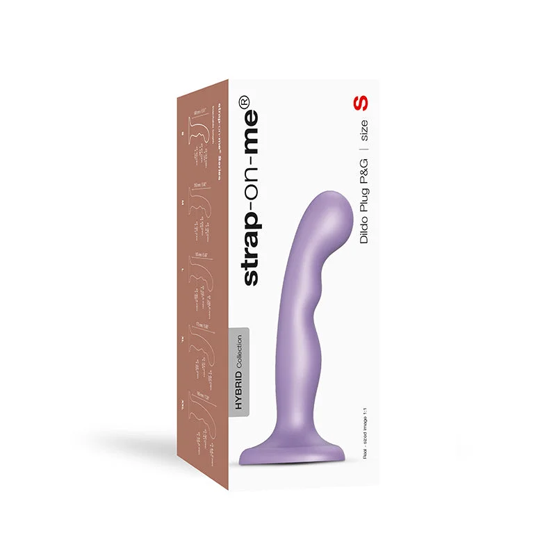 battery silicone dildo-Strap-On-Me Hybrid Collection Silicone Dildo Plug P&G Metallic Lilac S