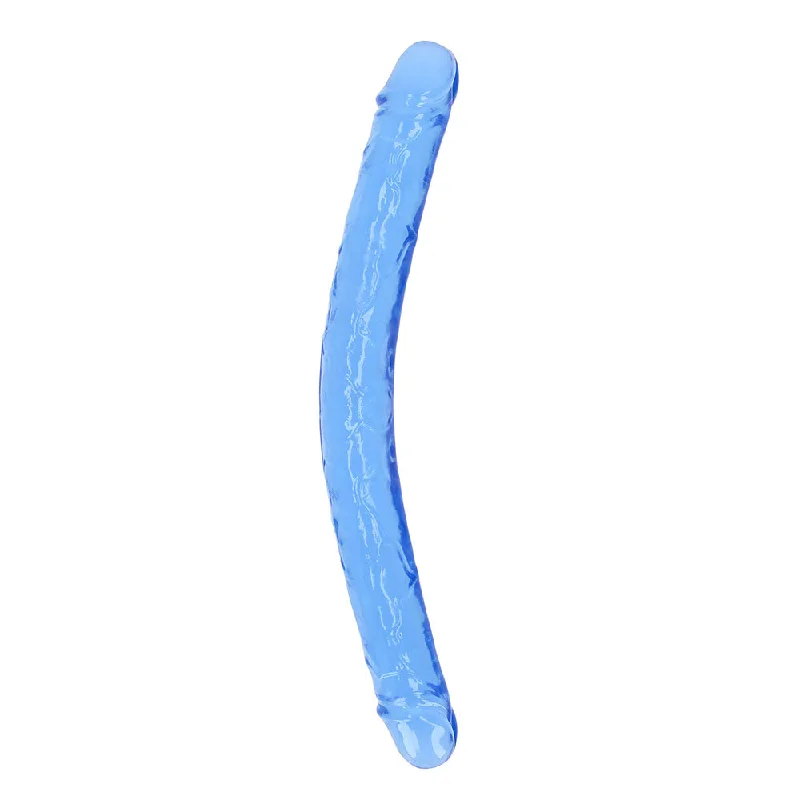 penis-performance-tips-penis-function-problems-RealRock Crystal Clear Double Dong 18 in. Dual-Ended Dildo Blue