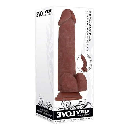 penis-length-techniques-penis-surgery-costs-Evolved Real Supple Girthy Poseable 8.5 in. Realistic Dildo With Balls Brown