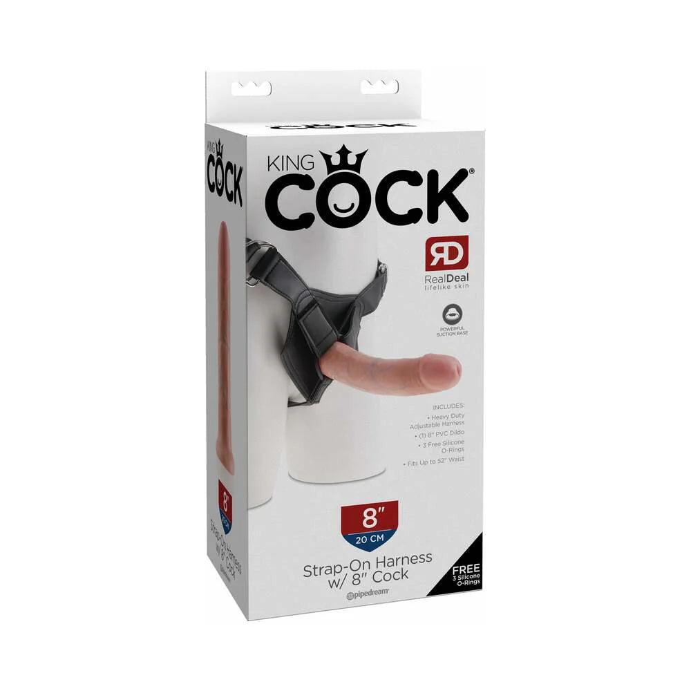 vibrating weighted dildo-Pipedream King Cock Strap-on Harness With 8 in. Dildo