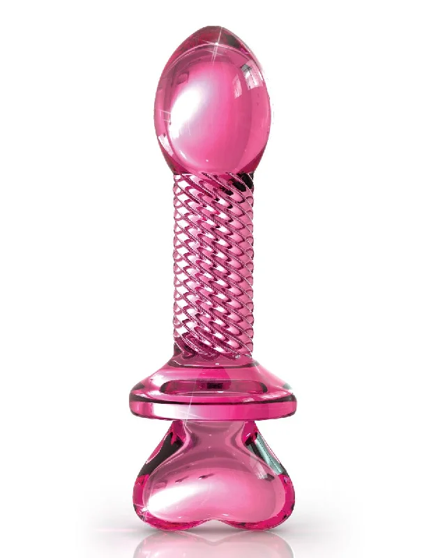 dark dildo-Pipedream Icicles No. 82 Glass Textured Dildo Pink