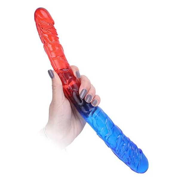 Anal toys for anal exploration-Rainbow Double Sided Dildo - 12 inch Silicone Realistic Anal Dildo Couple Sex Toys