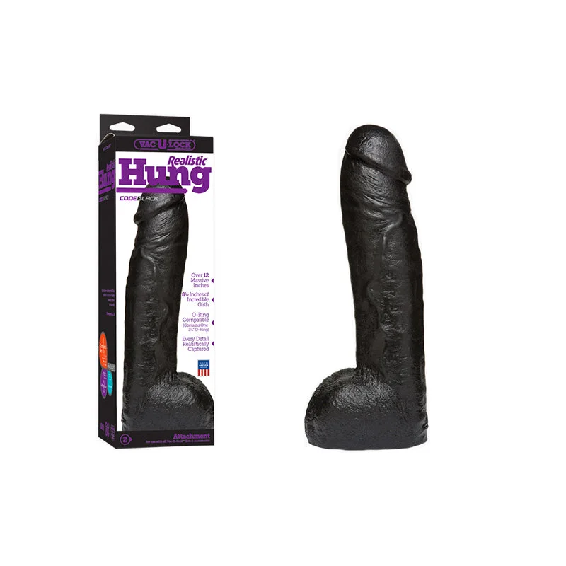 soft-touch dildo-Vac U Lock Code Black Realistic Hung Dildo