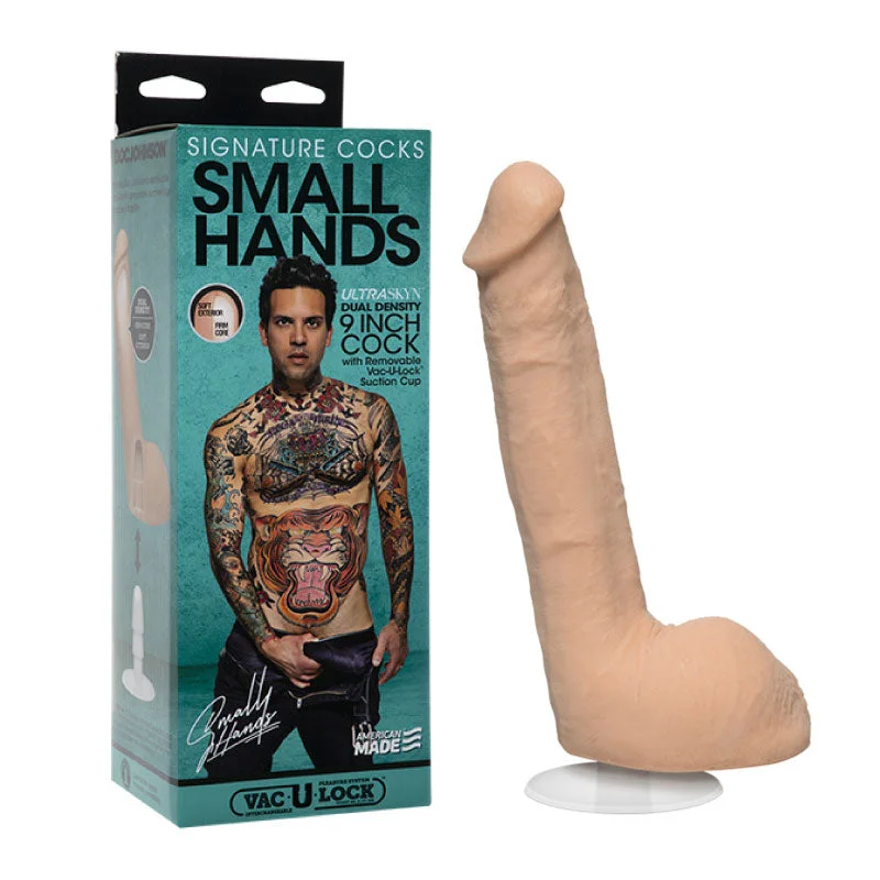 cock ring loud-Signature Cocks Small Hands 9 Inch Ultraskyn Cock With Removable Vac-u-lock Suction Cup Vanilla