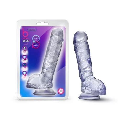 penis-skin-care-penis-sensitivity-issues-B Yours Plus Hearty n' Hefty 9 in. Dildo with Balls & Suction Cup Clear