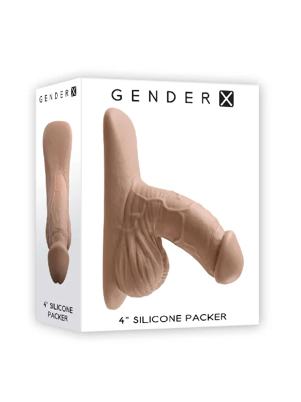 cock ring glass-Gender X 4 inches Silicone Packer Medium Skin Tone