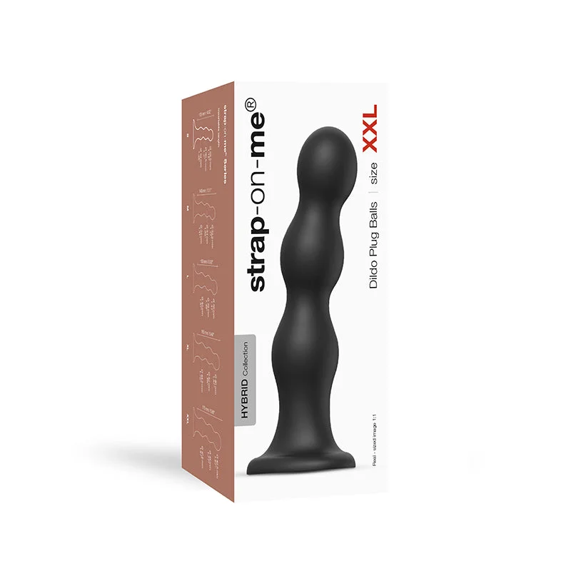 patterned vibrating dildo-Strap-On-Me Hybrid Collection Silicone Dildo Plug Balls Black XXL