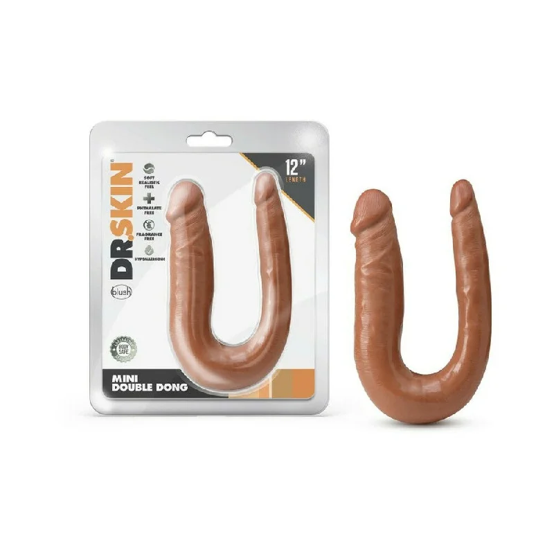 penis-care-tools-penis-confidence-boosters-Blush Dr. Skin Mini Double Dong Realistic 12 in. Dual-Ended Dildo Tan