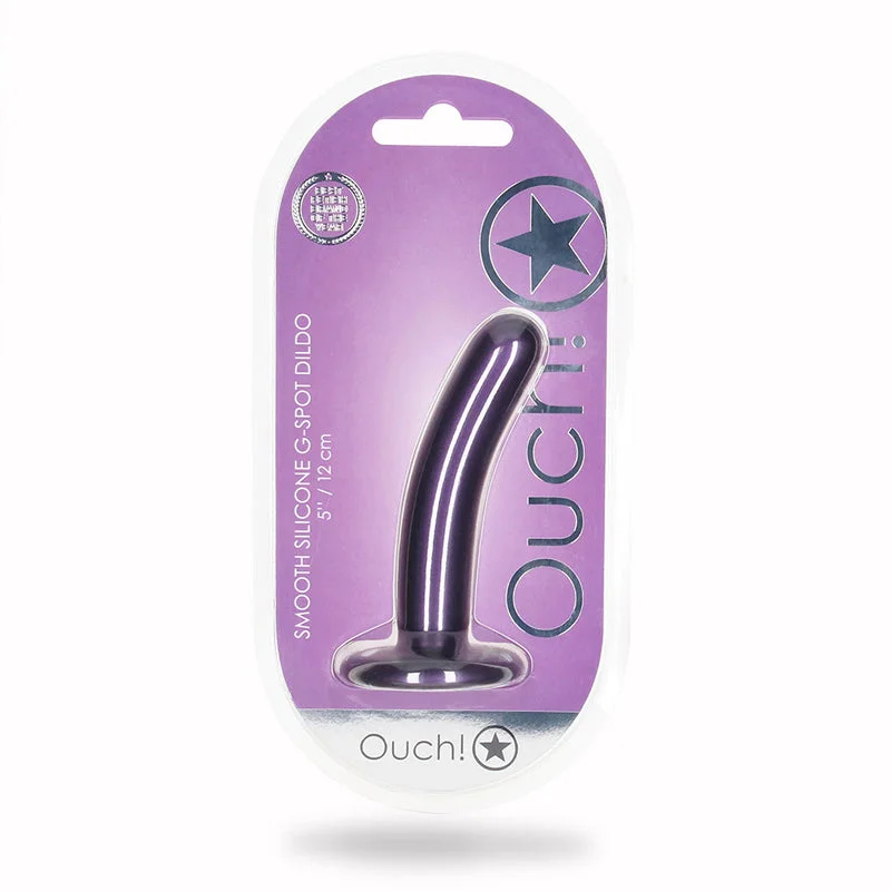 penis-skin-guide-penis-enhancement-pills-Shots Ouch! Smooth Silicone 5 in. G-Spot Dildo Metallic Purple