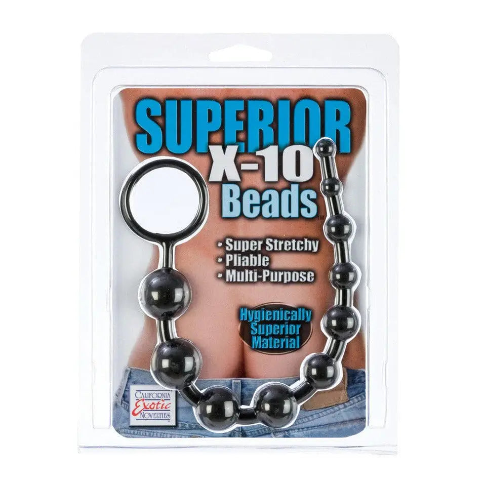 cock ring stone-Silicone X-10 Beads Black