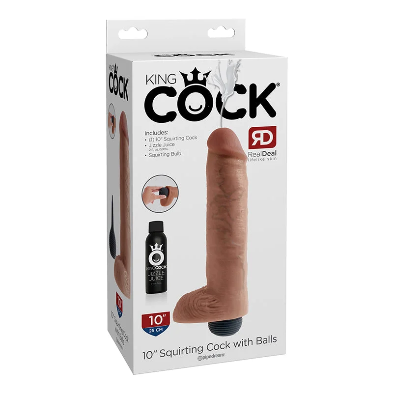 cock ring vs sleeve-King Cock 10 inches Squirting Cock Balls Beige