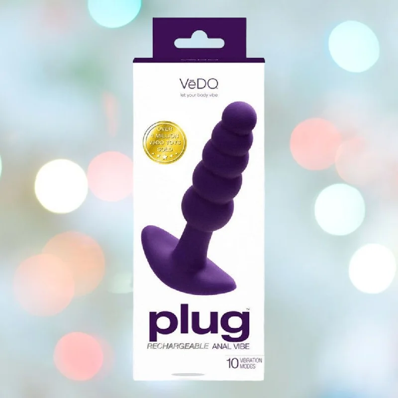 Anal toys for beginner kits-VeDO Plug Vibrating Butt Plug - Purple