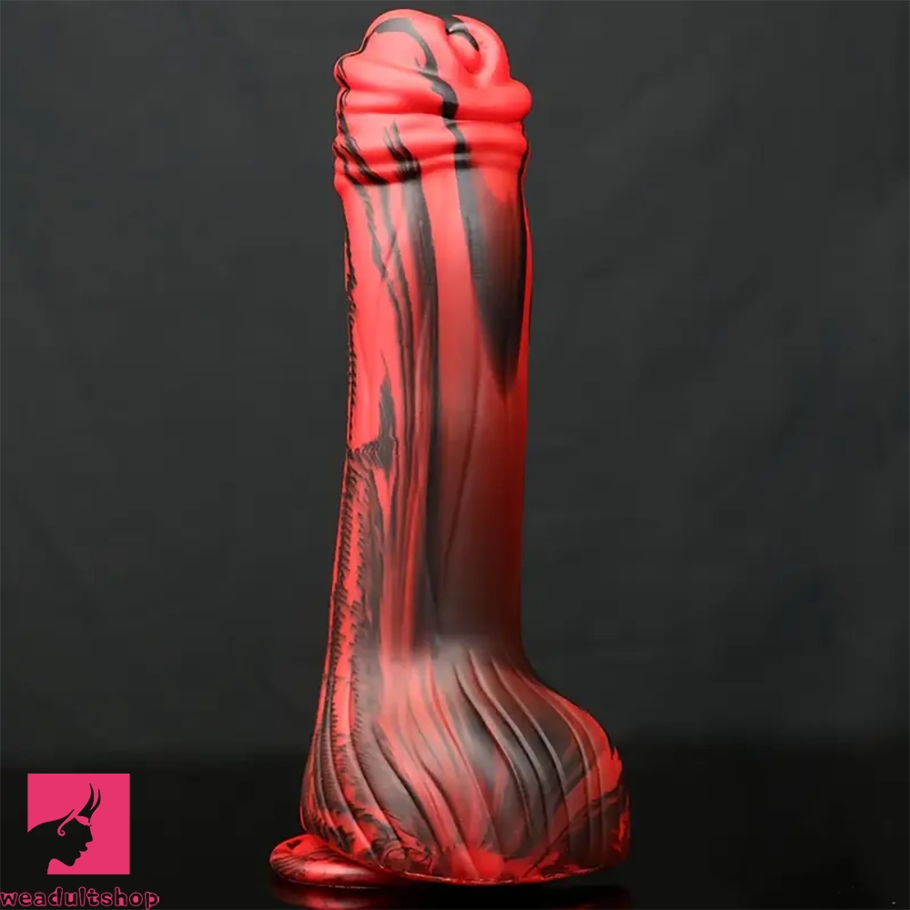 Anal toys for sensual teasing-9.96in Big Horse Silicone Realistic Red Black Dildo For Anal Cock Toy