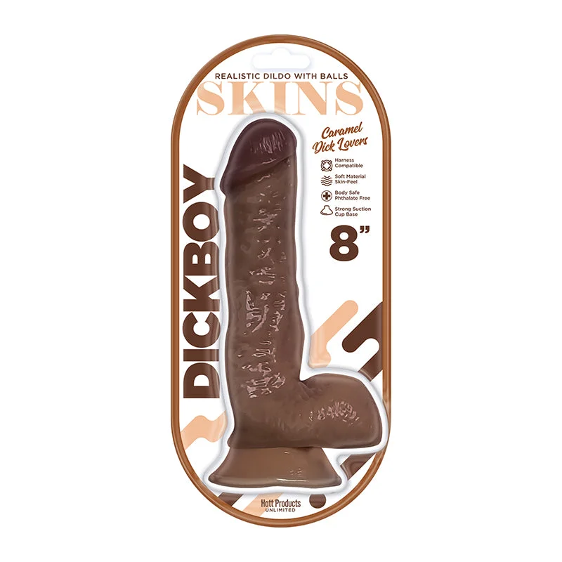 glossy dildo-Dickboy Skins Dildo 8 in. Caramel Lovers