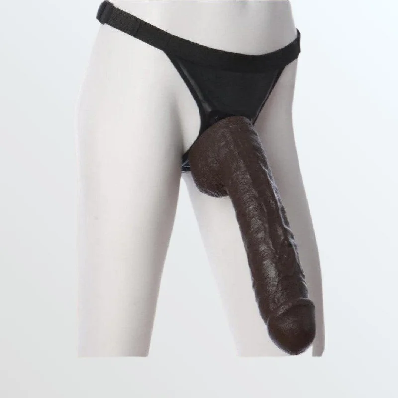 Anal toys for erotic teasing-Vac-U-Lock Realistic Hung 12.5" Black Dong for Harnesses