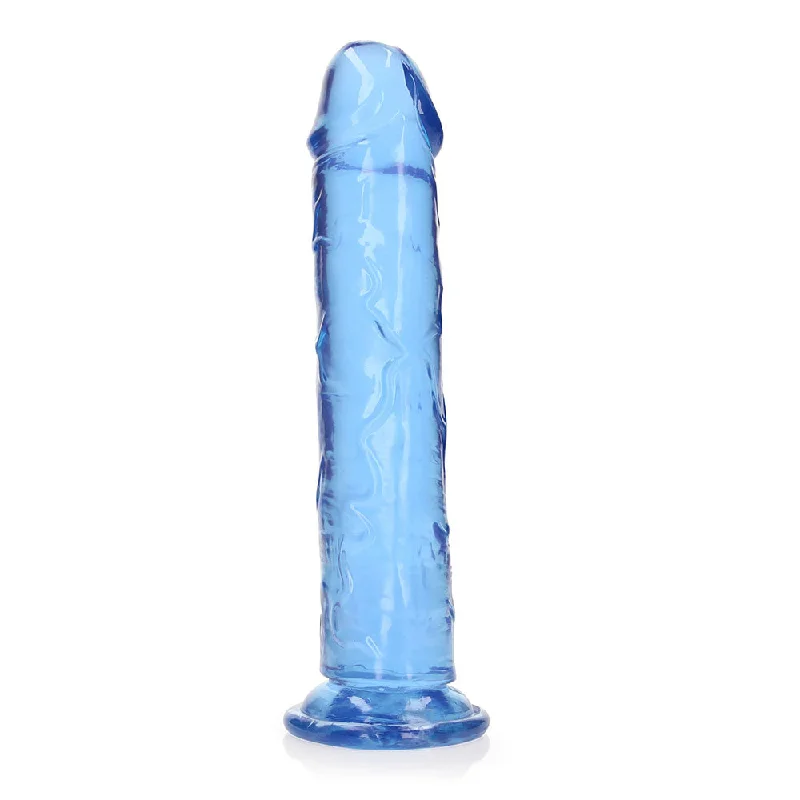 penis-size-concerns-penis-enlargement-methods-RealRock Crystal Clear Straight 9 in. Dildo Without Balls Blue