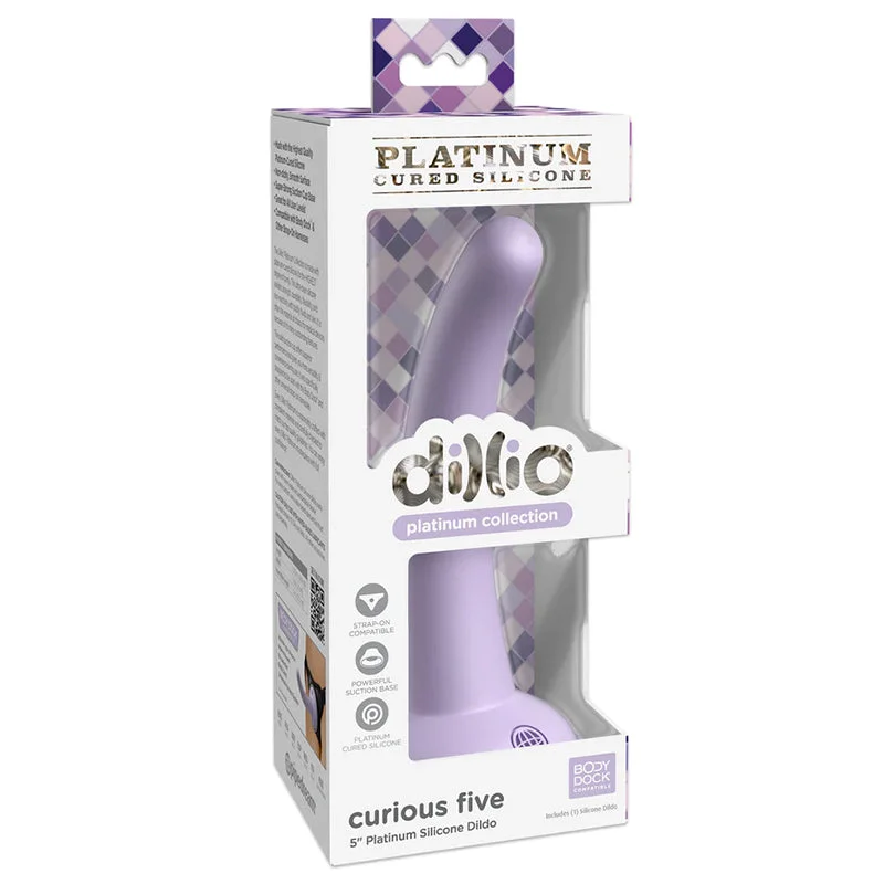 short dildo-Pipedream Dillio Platinum Collection Curious Five 5 in. Silicone Dildo Purple