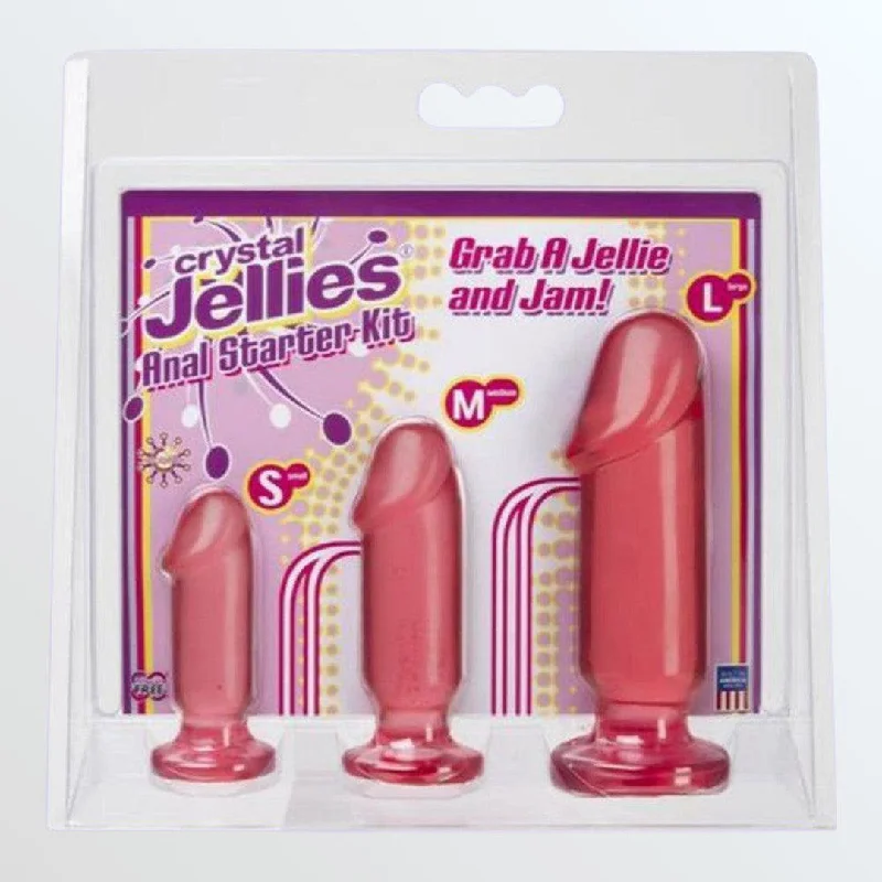 Anal toys for discreet pleasure-Crystal Jellies Anal Starter Kit (w/ 3 Butt Plugs)