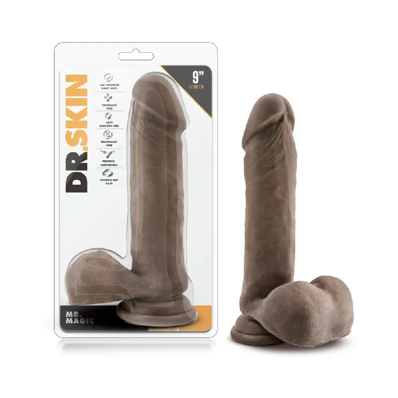 quiet dildo-Dr. Skin - Mr. Magic - 9 Inch Dildo - Chocolate