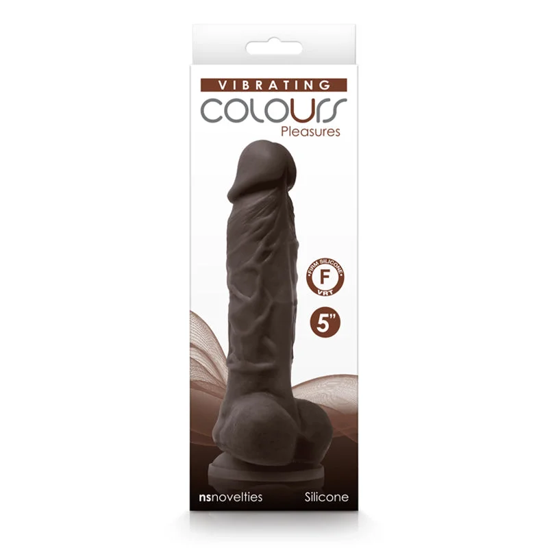 ribbed anal dildo-Colours Pleasures Vibrating 5" Dildo - Dark Brown