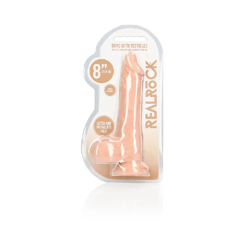 penis-health-routine-penis-confidence-boosters-RealRock Realistic 8 in. Dildo With Balls and Suction Cup Beige