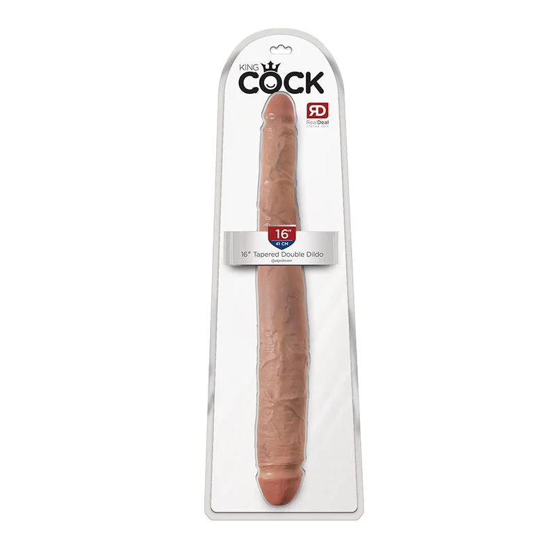 silicone skin-tone dildo-King Cock 16" Tapered Double Dildo - Tan