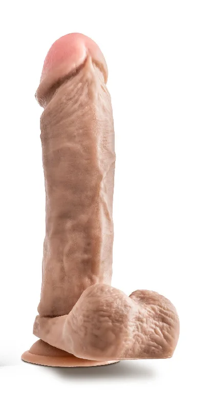 curved dildo-Dr. Skin Mr. Magic 9in Dildo W/ Balls Beige