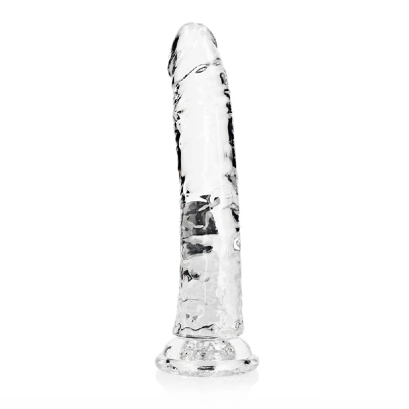 penis-confidence-tips-penis-aging-effects-RealRock Crystal Clear Slim 9 in. Dildo Clear