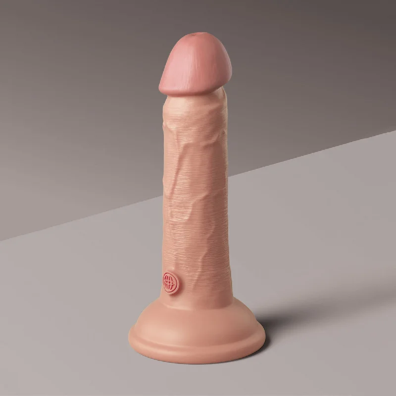 cock ring quick release-King Cock Elite 6" Dual Density Vibrating Silicone Cock with Remote - Light