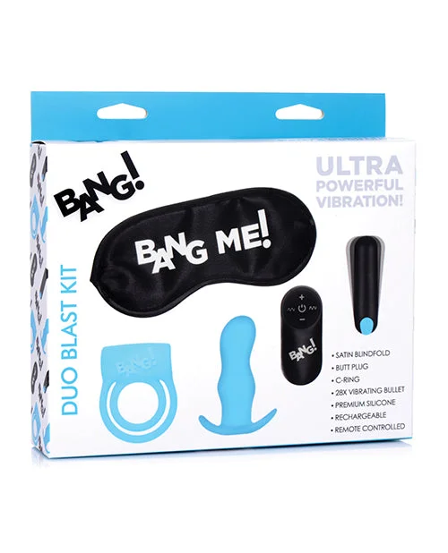 cock ring budget materials-Bang! Duo Blast Remote Control Cock Ring & Butt Plug Vibe Kit - Blue