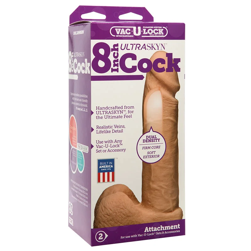 cock ring novelty-Vac-U-Lock 8" Ultraskyn Cock - Beige