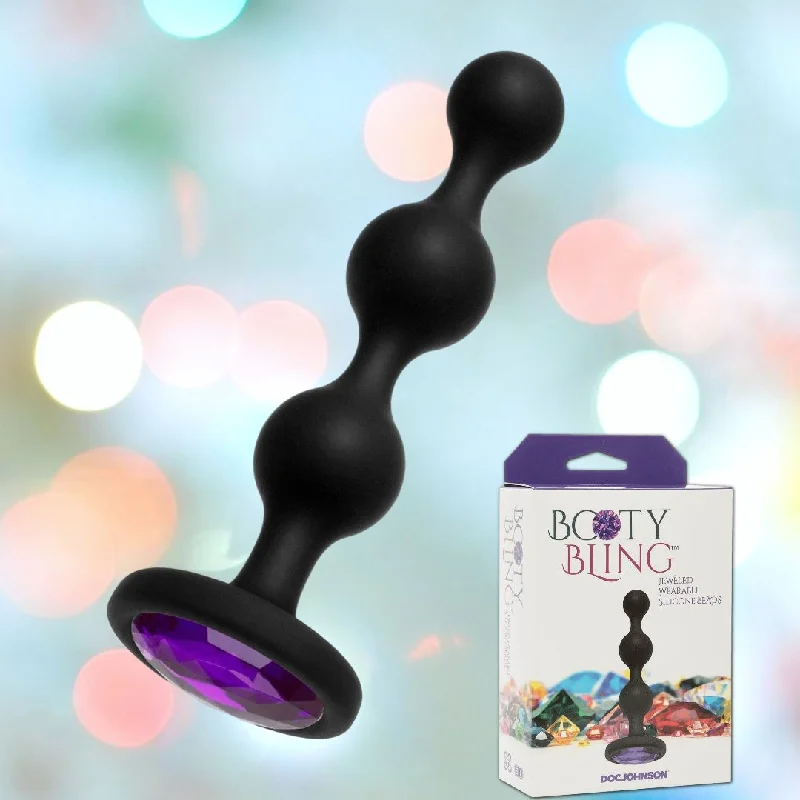 Anal toys with soft curves-Booty Bling Purple Silicone Anal Beads