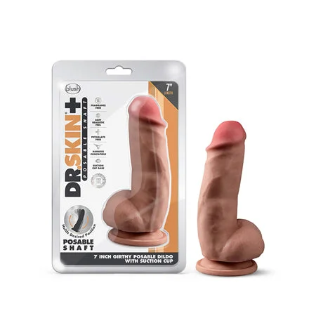 penis-natural-benefits-penis-sensitivity-issues-Blush Dr. Skin Plus Girthy 7 in. Triple Density Posable Dildo with Balls & Suction Cup Tan