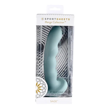 penis-shape-solutions-penis-pump-reviews-Sportsheets Merge Collection Sage 8 in. Silicone G-Spot Dildo with Suction Cup Green