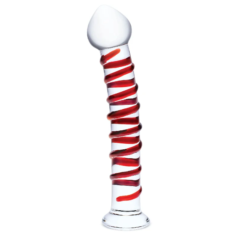 glass glossy dildo-10 Inch Mr. Swirly Dildo - Red/clear