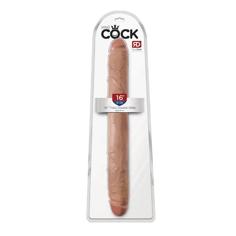 realistic tan dildo-King Cock 16" Thick Double Dildo - Tan