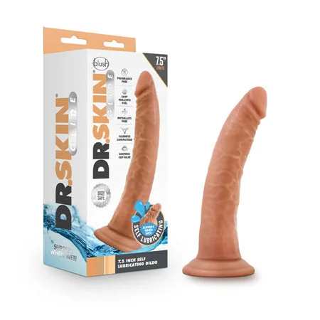 penis-performance-studies-penis-skin-conditions-Blush Dr. Skin Glide Realistic 7.5 in. Self-Lubricating Dildo with Suction Cup Tan