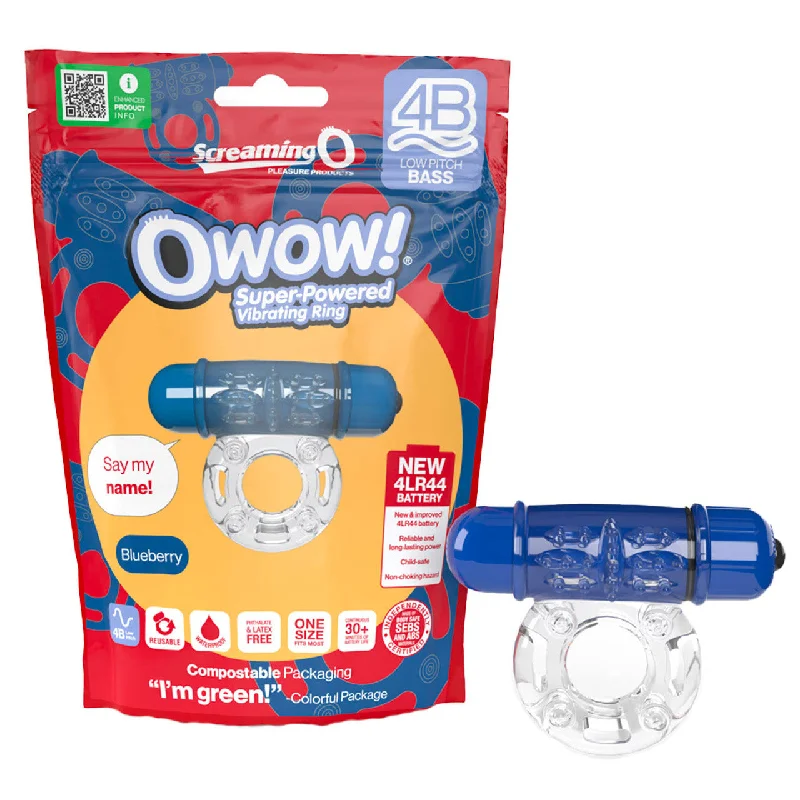 cock ring bamboo-Screaming O 4B OWow Vibrating Cock Ring Blueberry