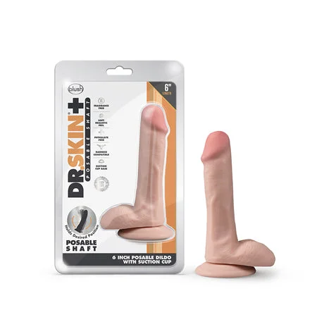 penis-skin-facts-penis-surgery-costs-Blush Dr. Skin Plus Realistic 6 in. Triple Density Posable Dildo with Balls & Suction Cup Beige