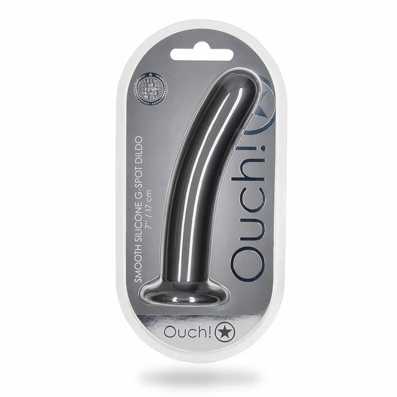 penis-surgery-guide-penis-health-tips-Shots Ouch! Smooth Silicone 7 in. G-Spot Dildo Gunmetal